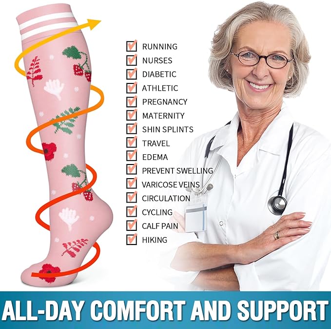 6 Pack Copper Compression Socks for Women and Men Circulation-Best Support for Medical, Running,Nursing,Athletic