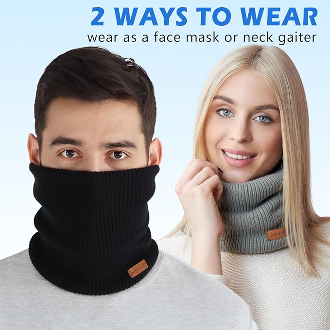 HONGTEYA Neck Gaiters for Men, Winter Neck Warmer Face for Men & Women,Thick Windproof Warm Lined Ski Mask