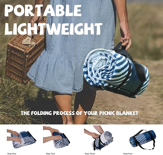 Extra Large Picnic Blankets Portable 80x80 Oversized Waterproof Sandproof Outdoor Beach Blanket Camping Grass Mat XXL Tent Music Festival Essential Road Trip Car Rv Accessories Pet Garden Must Have