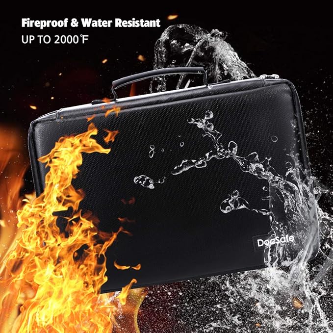 DocSafe Fireproof Battery Organizer Storage Box,Fireproof Waterproof Carrying Case Bag Holder,Safe Storage Holds 200+ Batteries AA AAA C D 9V, with Battery Tester BT-168 (Not Includes Batteries)