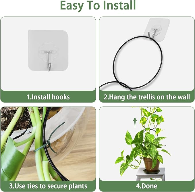 18 Pcs Chain Trellis for Climbing Plants, 7.5(ft) L Wall Plant Trellis Indoor, Pothos Plant Climber Support for Ivy Hoya Flower, Circles