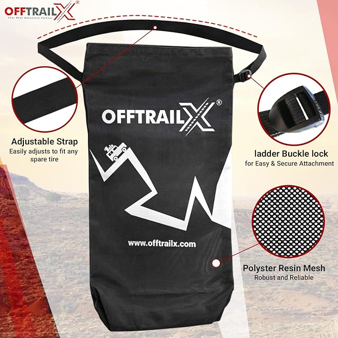 Spare Tire Hanging Mesh Trash Bag Heavy Duty Cargo Storage Bag for Wrangler, Bronco, Jeep, Truck, SUV, Car, Trunk Organizer for Camping, Beach, Outdoor, Off-Road Recovery Gear