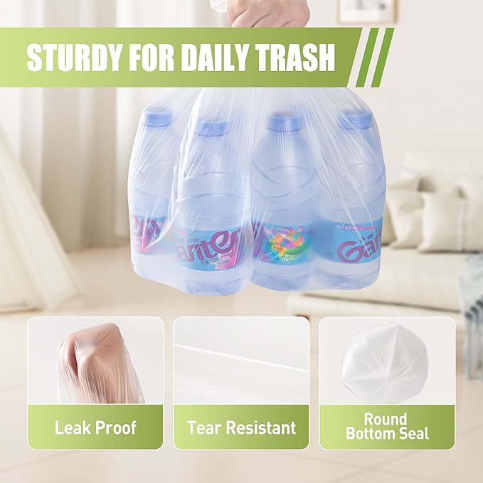 Zhuqing 1.2 Gallon Trash Bags, 5L Biodegradable Garbage Bags, 120 Counts Compost Wastebasket Liners Bags for Kitchen Bathroom Office, White