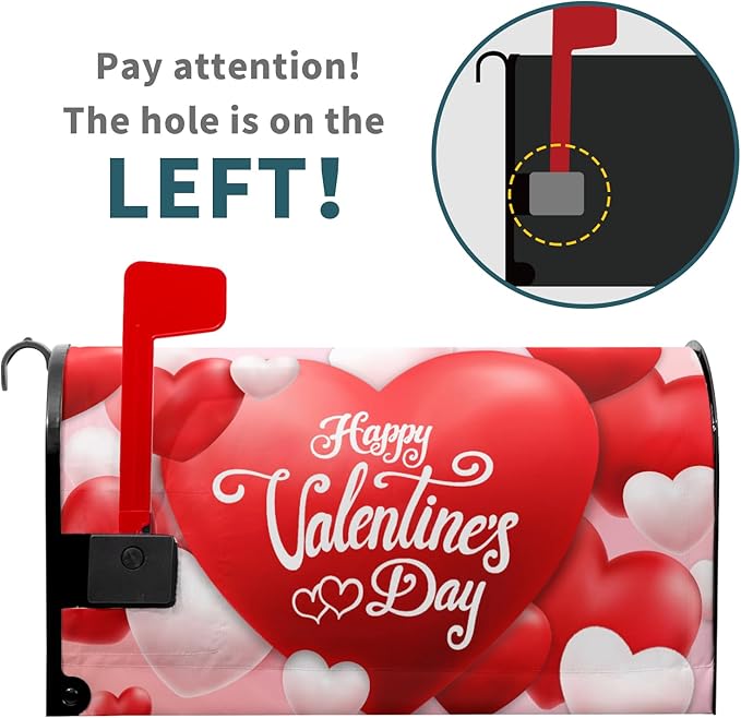 Happy Valentine's Day Magnetic Mailbox Cover - Red and Pink Love Heart Design - Standard Size 21x18 Inch for Home Outdoor Garden Decorations