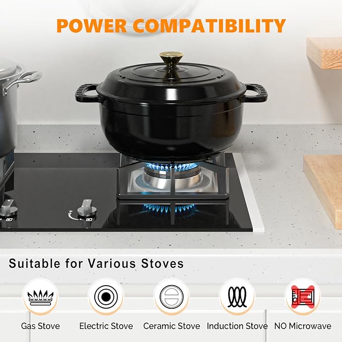 BONNLO 6QT Round Dutch Oven, Enameled Cast Iron Dutch Oven Pot with Lid & Dual Handles, Oven Safe Up to 500° F, for Sourdough, Bread Baking, Stews and Roasting (Black)