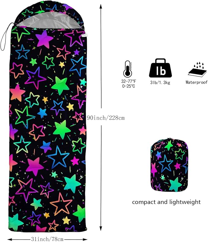 QOOMO Camping Sleeping Bags,3 Season Warm & Cool Weather,Lightweight,Waterproof Sleeping Bags for Adults & Kids,Traveling,and Outdoors,Camping Gear Equipment