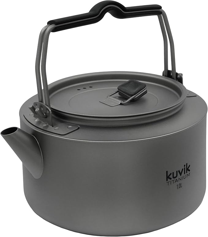 Kuvik Titanium Kettle 1.0L (33.8 oz) - Ultralight and Compact Kettle for Backpacking, Camping, and Home