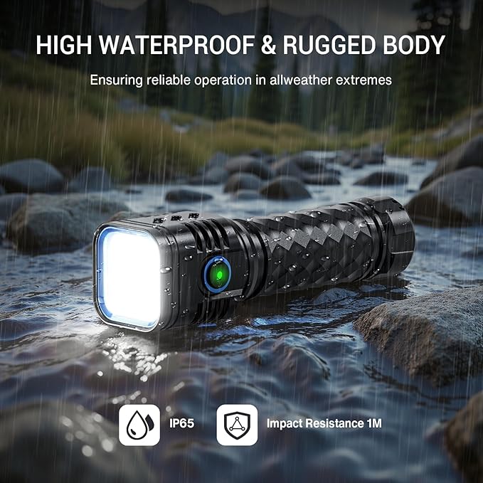 Rechargeable Flashlights High Lumens, Flashlights Rechargeable, Super Bright Flashlight, Waterproof Flash Light, High Powered 2000mAh LED Flashlight for Emergency Home Camping Essentials