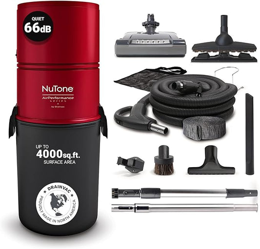 Broan-nutone 550 Air watts Residential Central Vacuum System Premium Electric Tool Set for Cleaning Floors, Carpets - Anti-Vibration, Powerful Suction