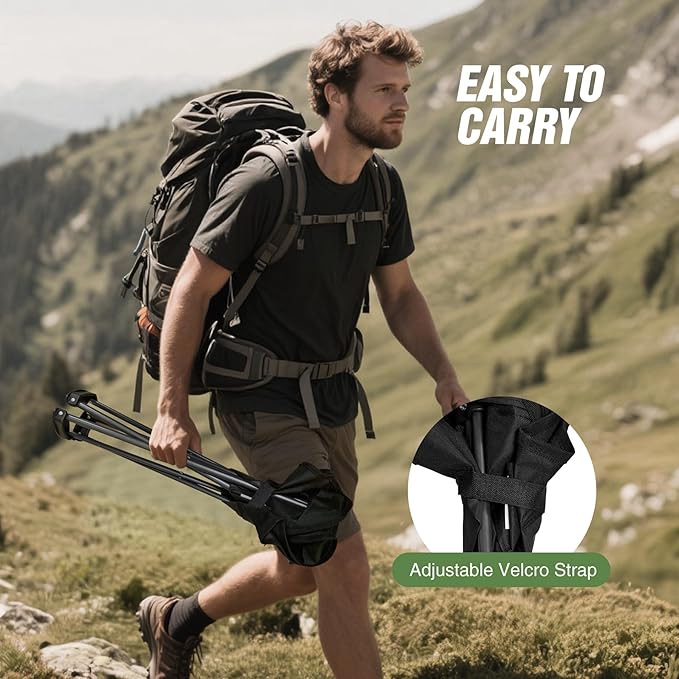 REDCAMP 2 Pack Extra Wide Camping stools, Oversized Surface Tripod Stools for Adulit for Fishing Hunting Backpacking Camping,Black