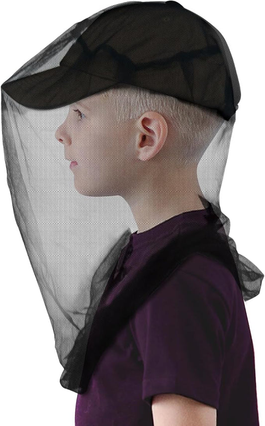 Premium Kids Mosquito Head Net for Insect, 2 Pack, Fly & Bug Protection | Ultra Large & Long, Extra Fine Holes for Camping, Hiking, Fishing, Safari, Fits All Hats for 5-12 yrs Children