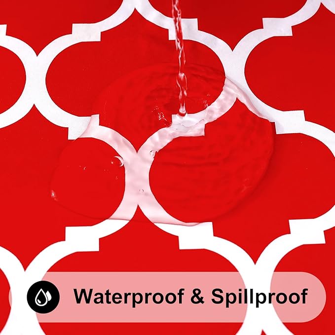 Smiry Rectangle Picnic Table Cover, Waterproof Elastic Fitted Camping Tablecloths for 5 Foot Tables, Wipeable Flannel Backed Vinyl Tablecloth Protector for Indoor, Outdoor (Red, 30x60 Inches)