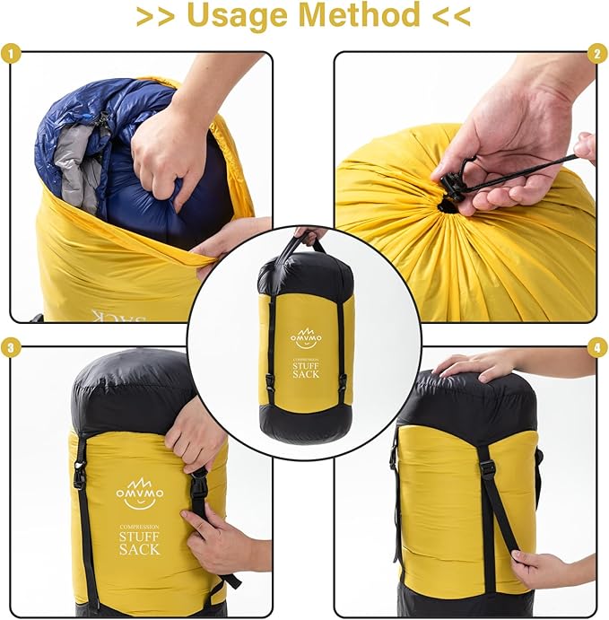 Compression Sack, 12L/19L/32L/46L/53L Water-Resistant Sleeping Bag Stuff Sack,Anti-Tear Ultra Light 400T 20D Nylon Storage Bag,Space Saving Gear for Camping Hiking Travel 1Pcs