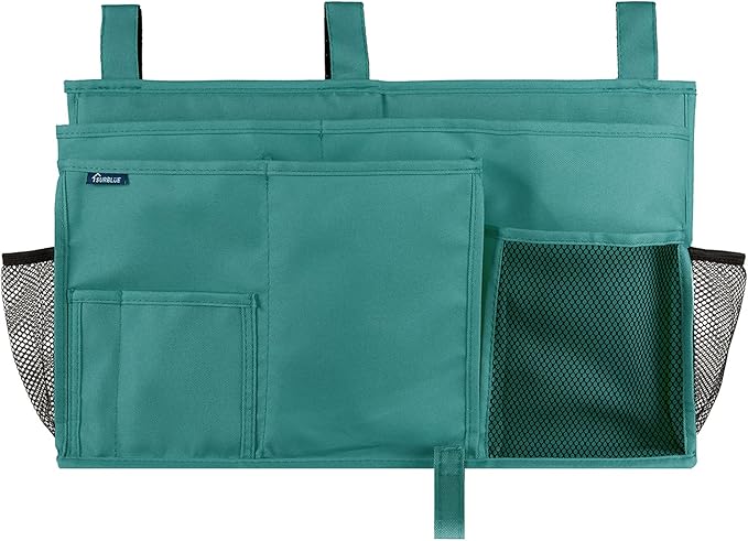 Surblue Caddy Hanging Organizer Bedside Storage Bag for Bunk and Hospital Beds, Teal, L