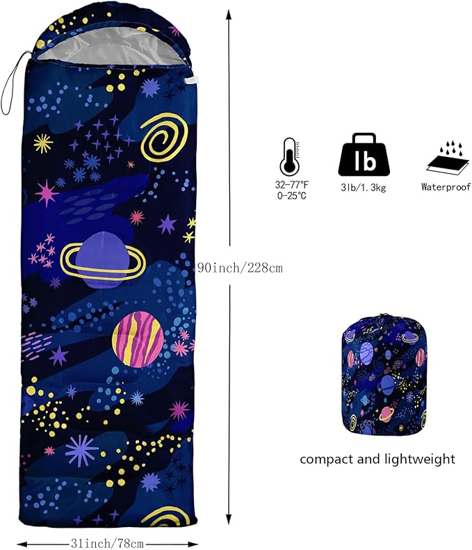 Print sleeping bag,sleeping bags,Outdoor Camping Sleeping Bag，Suitable For Children Boys And Girls Portable,Waterproof,Compact And Lightweight,Great For Outdoor Camping,Backpacking And Hiking