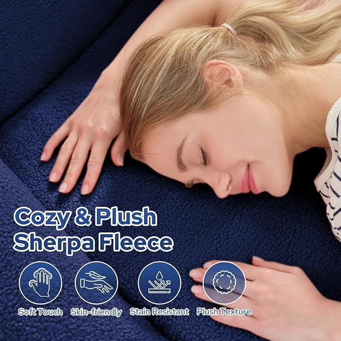 HABUTWAY Inflatable Bean Bag Chairs for Adult Blow up Chair Portable Inflatable Bean Bag Couch w/Electric Air Pump,Handle & Side Pocket for Movie Night Reading Gaming Living Room - Dark Blue