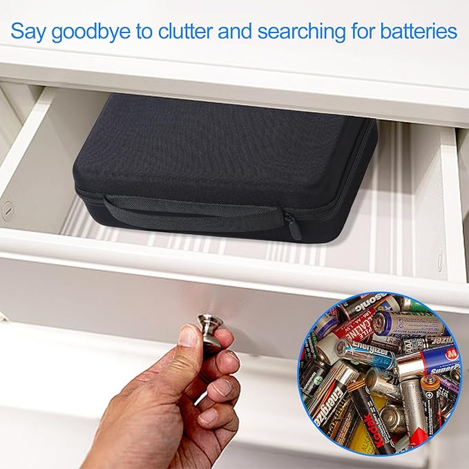 Lumus&Solem Battery organizer Storage Case with Tester for 148 Battery, Storage Case Fit for 148+ Batteries of AA AAA C D 9V