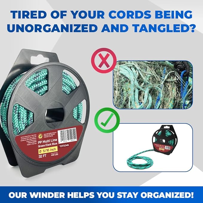 5/16" - 32' (8 mm x 10 m) 16 Strand Strong Heavy-Duty Tactical Paracord, Clothes Line Camping Utility - All-Purpose Lightweight Diamond Braid Rope for Tie, Pull, Swing, Knot