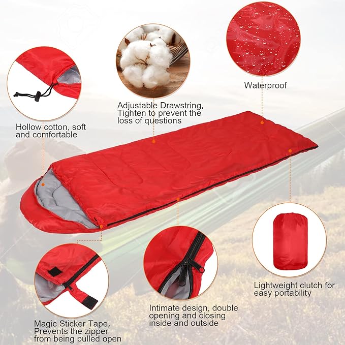 10 Pcs 0 Degree Camping Sleeping Bags Bulk for Adults Cold Weather Sleeping Bags 4 Season Warm Waterproof Lightweight with Compression Sack for Backpacking Hiking Travel Homeless