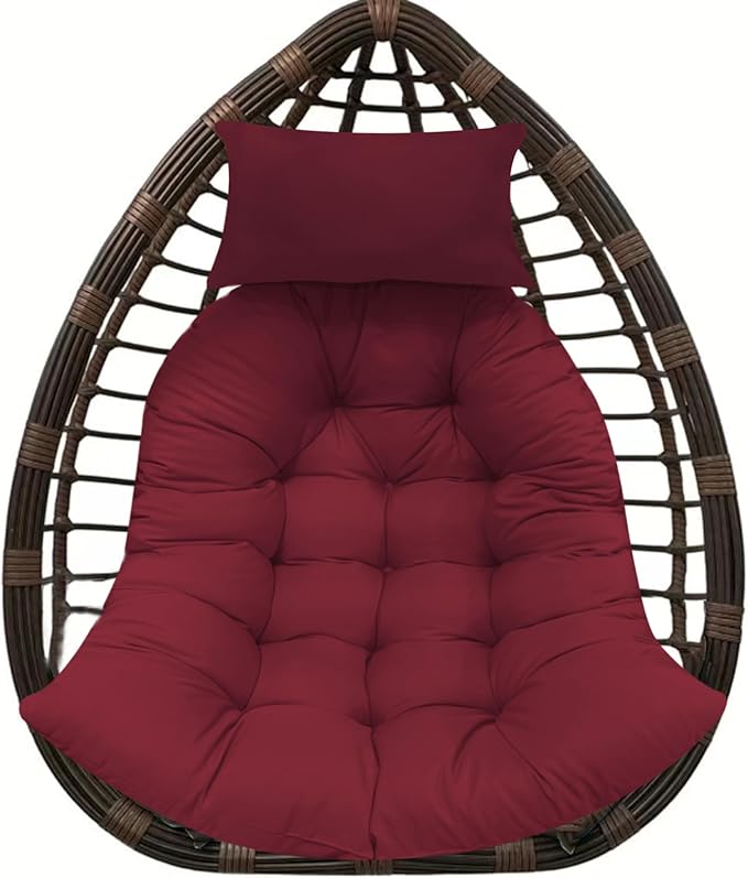 Thicken Hanging Basket Seat Cushion with Headrest, Hammock Swing Chair Cushions, Soft Egg Patio Chair Cushion with High Elasticity PP Cotton, for Indoor and Outdoor Garden Offices (with Pillow)