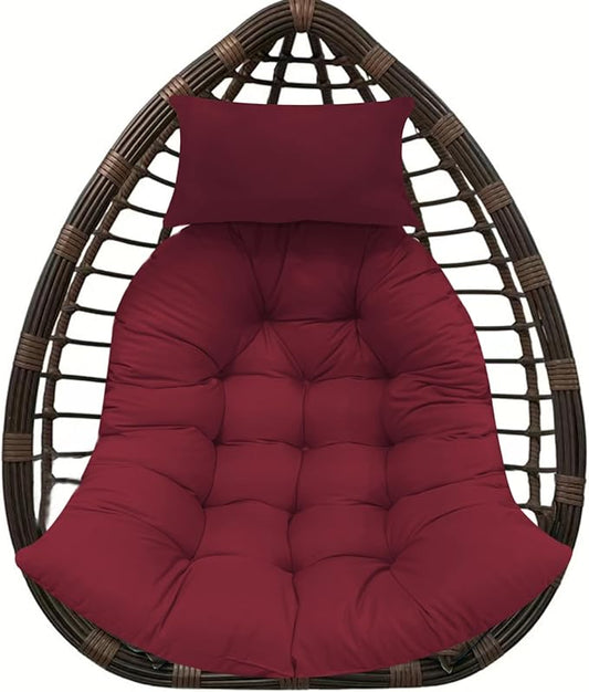 Thicken Hanging Basket Seat Cushion with Headrest, Hammock Swing Chair Cushions, Soft Egg Patio Chair Cushion with High Elasticity PP Cotton, for Indoor and Outdoor Garden Offices (with Pillow)