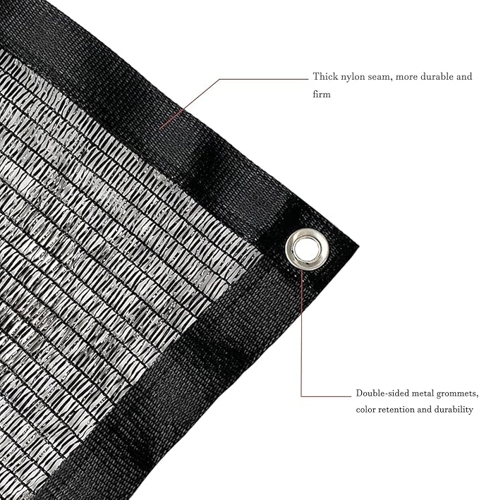 Garden expert 50% Black Shade Cloth 10x20FT Taped Edge with Grommets Sun Net Mesh for Garden Patio Backyard UV-Resistant