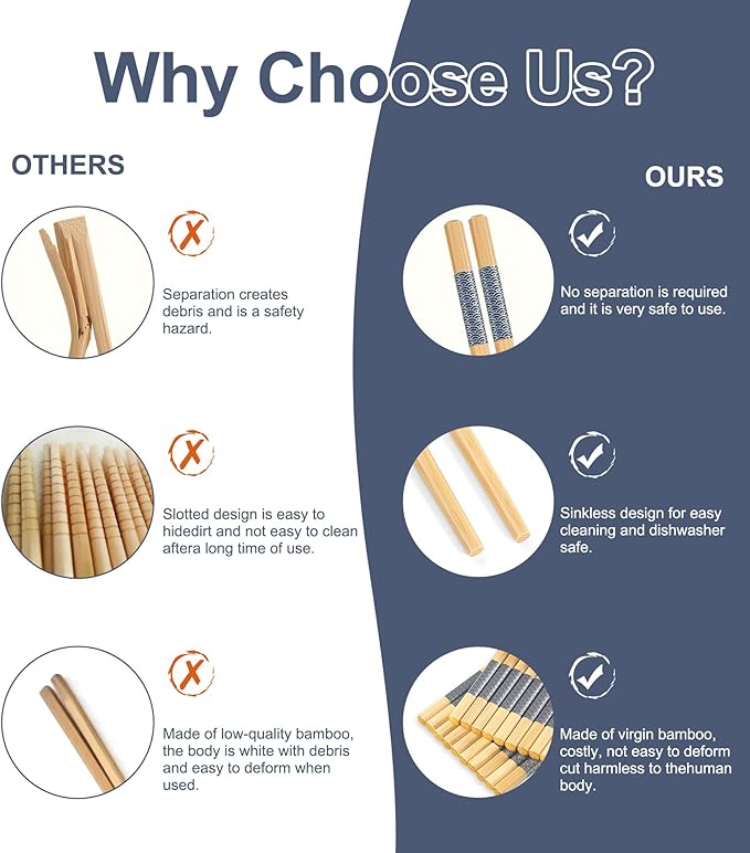 200 Pairs Bamboo Chopsticks Disposable | Reusable | Separated | Bulk | Chinese | -（9.45in）