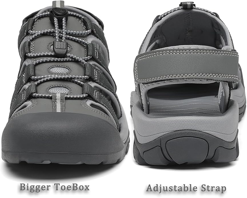 FLARUT Men's Athletic Sandals - Closed Toe Sport Hiking & Outdoor Walking Water Sandals with Anti-Slip Cushioning and Breathable Mesh