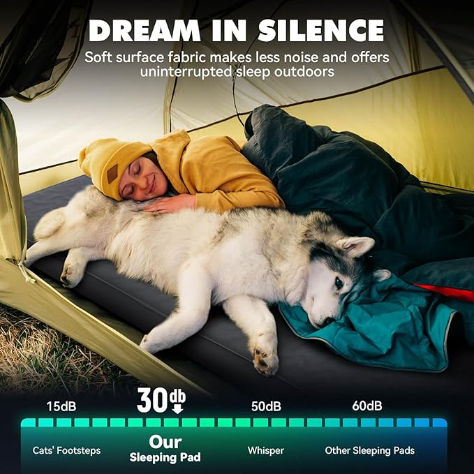 Hikenture 4" Thick Self Inflating Sleeping Pad, Foam & Air Camping Mattress, 9.5 R-Value Insulated Sleeping Mat, Portable All Season Camping Pad for Tent, Car, Cot, Truck