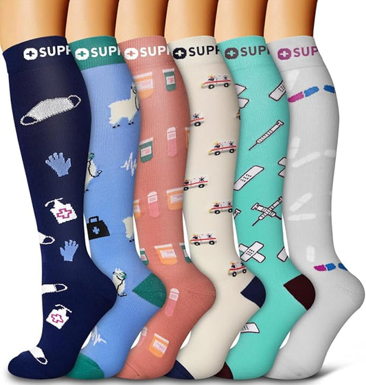 6 Pack Copper Compression Socks for Women and Men Circulation-Best Support for Medical, Running,Nursing,Athletic