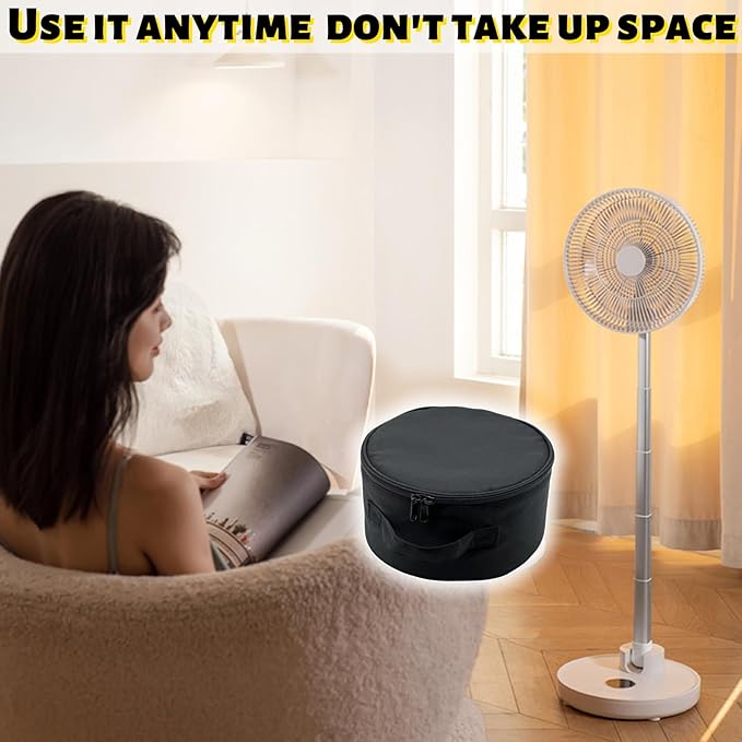 Portable Folding Telescopic Fan Storage Bag, Waterproof Foldaway Standing & Table Fan Hand Bag Case Suitable for P9,P9S,P10,P11,Q7,N97,N98 (Black)