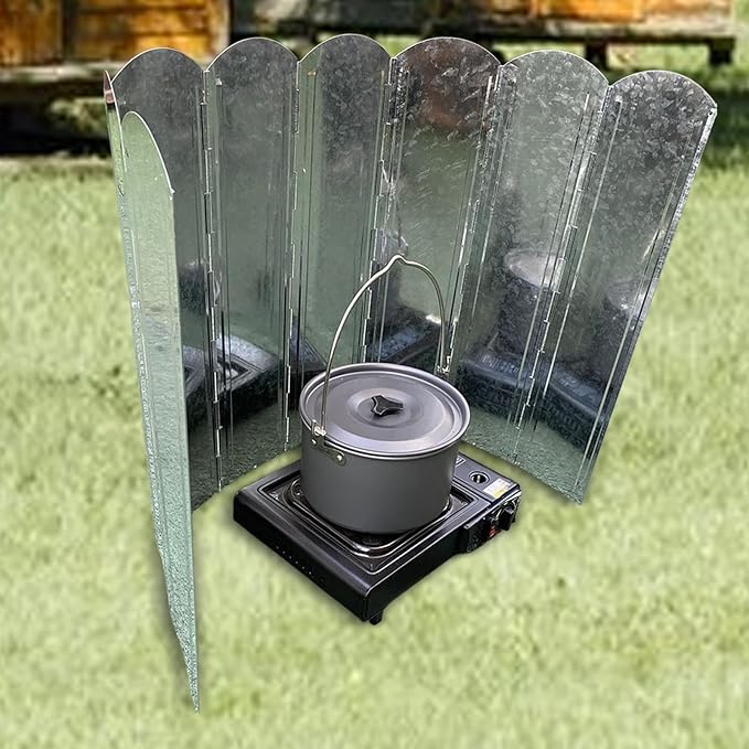 Camping Stove Windscreen, Camp Stove Wind Screen Zinc Alloy Outdoor Stove Windshield Folding Stove Wind Shield for Barbecue
