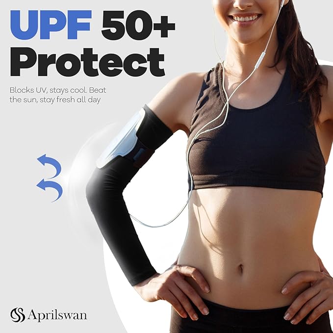 Arm Sleeves, UV Sun Protection Sports Non Slip Compression Cover for Men/Women