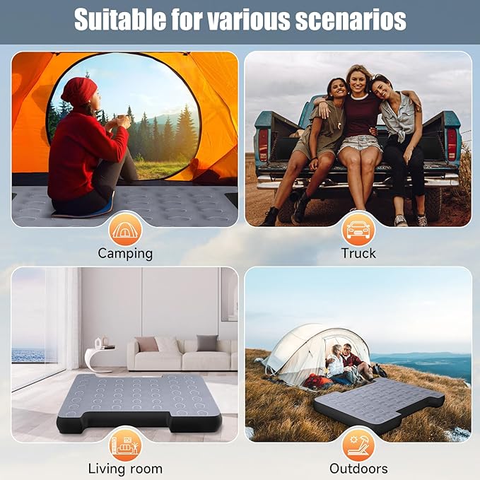 Truck Bed Air Mattress for 5-5.8 ft, Full Size Inflatable Mattress Short Truck Beds for Outdoor Camping,Truck Tent Accessories