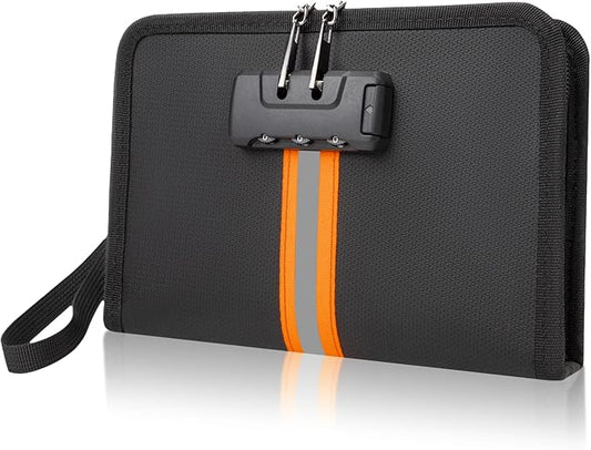 Fireproof Money Bag,Money Bag with Lock and Zipper,Safe Fireproof Waterproof,Suitable for Cash, Mobile Phones, Keys, Credit Cards