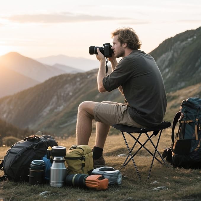 REDCAMP 2 Pack Extra Wide Camping stools, Oversized Surface Tripod Stools for Adulit for Fishing Hunting Backpacking Camping,Black