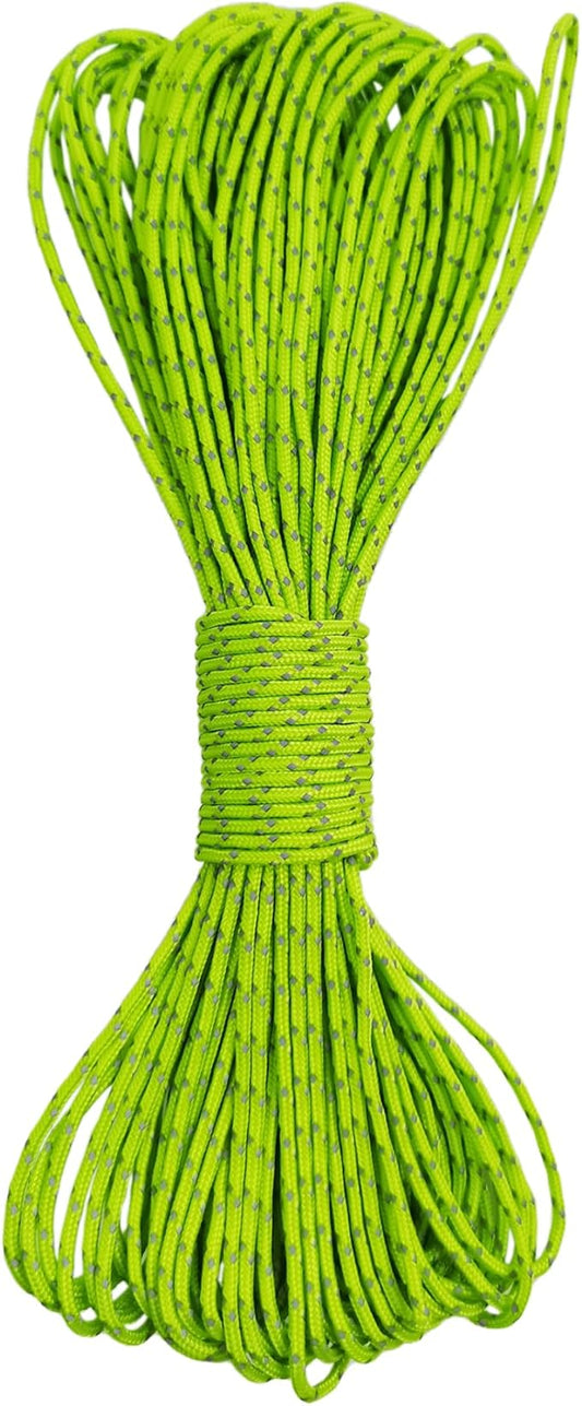 Dyneema Tent Guy Guide Reflective Green Rope - 200kg Breaking Strain - Lengths in Meters - Suitable for Sailing, Dinghy, Yachting, Cruising, Racing, Kite Surfing - 20 Meter (Green, 2mm)