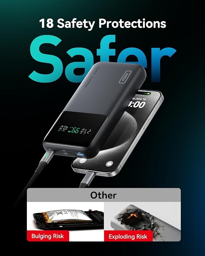 INIU 140W Power Bank, 27000mAh High Capacity Laptop Portable Charger, USB C in&Out Tablet Powerbank, Digital Display Phone Charger, Travel Charger Compatible with iPhone 17 16, iPad, MacBook, Laptop