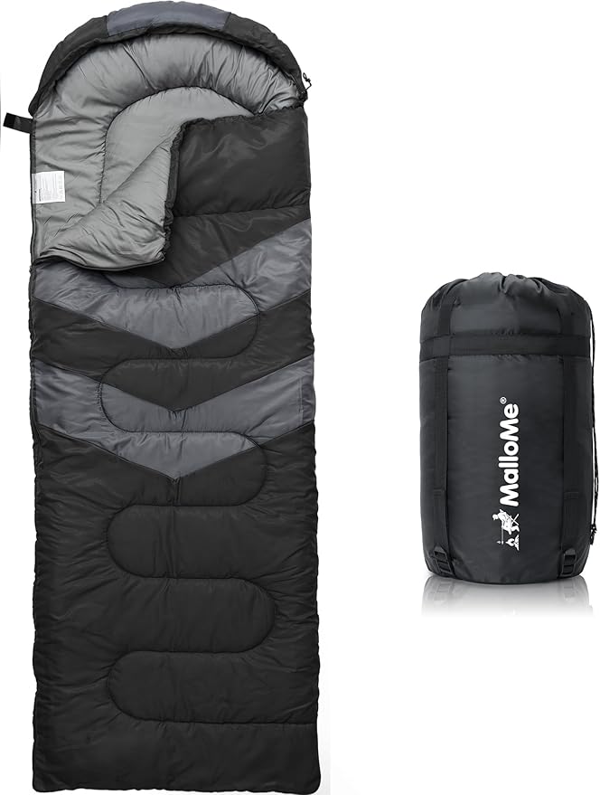 MalloMe Sleeping Bags for Adults Cold Weather & Warm - Backpacking Camping Sleeping Bag for Kids 10-12, Girls, Boys - Lightweight Compact Camping Essentials Gear Accessories Hiking Sleep Must Haves