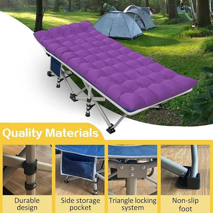 2 Pack Camping Cot with Comfortable Mattress Camping Bed Cots for Sleeping Cot for Adults 2 Person Folding Cot Heavy Duty with Carry Bag for Home Outdoor Indoor