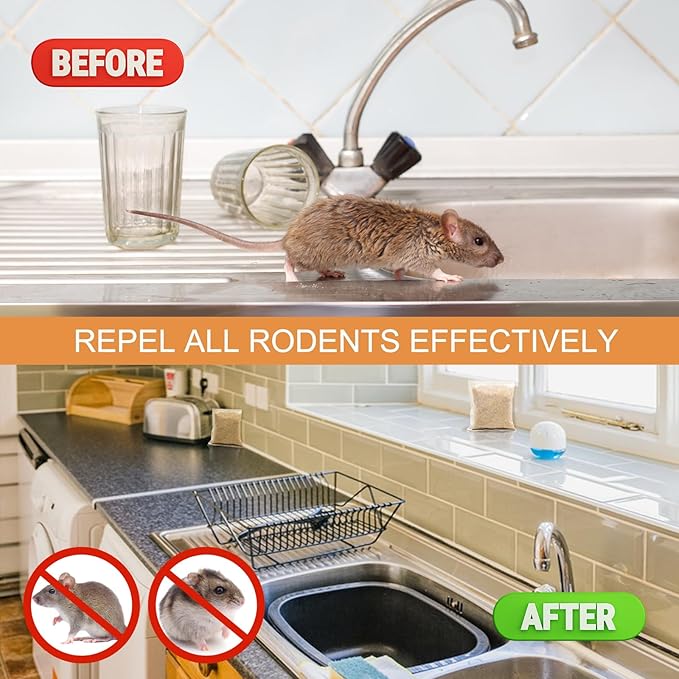 24 Pack Mouse Repellent Pouches,Rodent Repellent for Car Engines,Mouse deterrents That Works,Peppermint Oil to Repel Mice and Rat