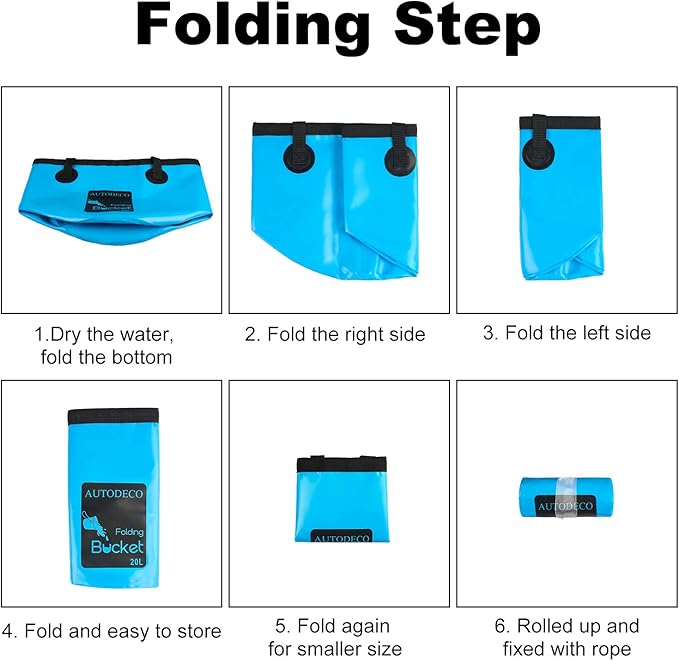 AUTODECO Collapsible Bucket 5 Gallon Container Folding Water Bucket Portable Wash Basin 20L