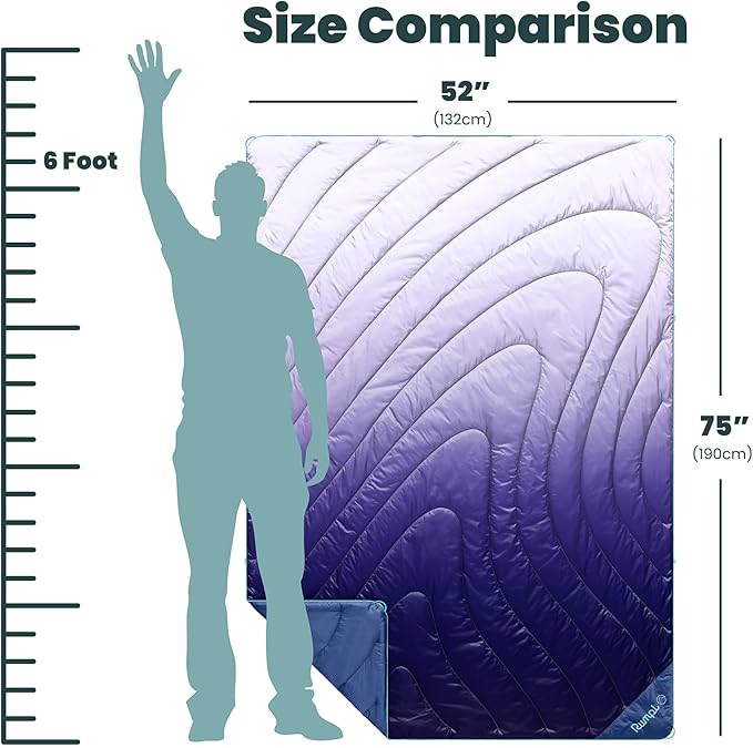Rumpl Original Puffy Blanket - Warm, Water-Resistant Camping Blanket with 100% Recycled Synthetic Insulation, 52"x75", Original Puffy V2, Lavender Fade