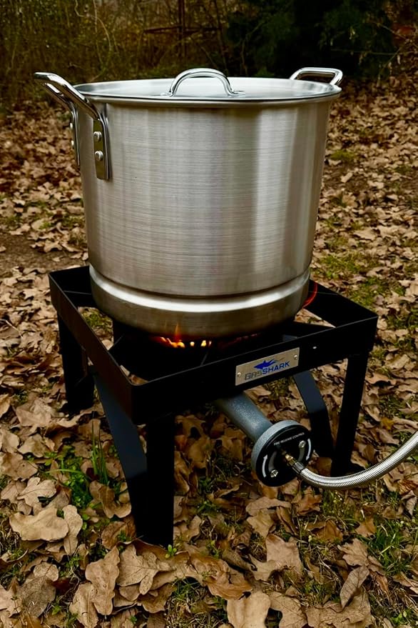 200,000 High BTU Propane Burner | High Pressure 0-20 PSI Steel Braided Hose with Adjustable Regulator | Heavy Duty Burner Stove for Outdoor Cooking, Frying, Boiling, and Camping