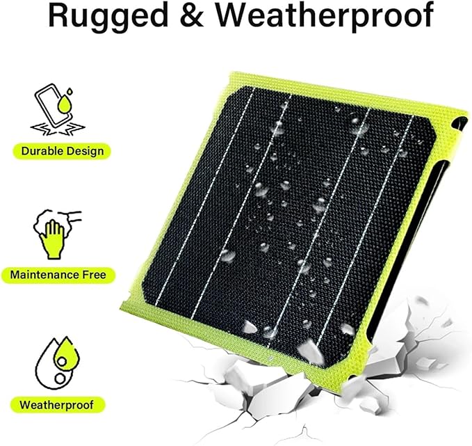 10W Portable Solar Panel, Small Foldable Solar Charger with USB-C Tybe-C Outputs Compatible with Cell Phone Tablet, IP67 Waterproof for Camping, Hiking, Backpacking