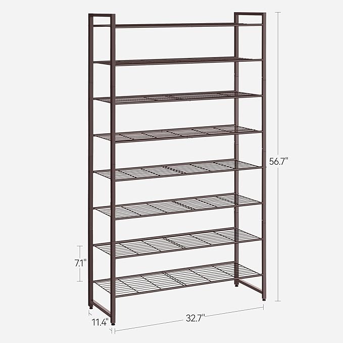 Shoe Rack for Closet, Metal Shoe Organizer, 8 Tier Garage Shoe Rack Max Holds 40 Pairs,Shoe Storage Shelf,Entryway, Bronze