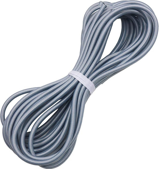1/4" Elastic Bungee Shock Cords, 25 Feet Marine Grade Kayak Heavy Stretch String Rope & Tie Down Trailer Straps for DIY Projects Silver Gray