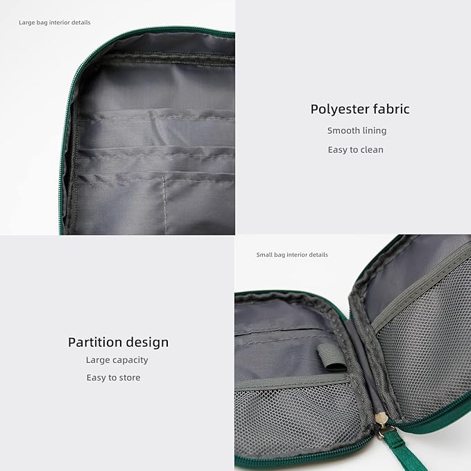 Empty First Aid Bags, Travel Medicine Bag, Medical Supplies Organizer Bag, Portable Kit for Traveling, Car, Home, Camping, Office, Hiking, Outdoor (Oxford Green)