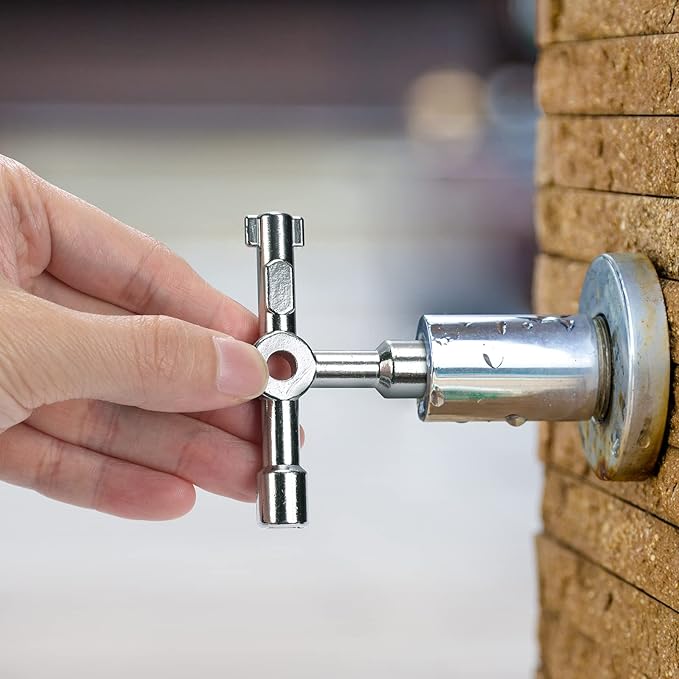 DURATECH 4 Way Utilities Key, Multi-functional Water Key Set, 2-Pack, for Valve, Faucet, and Spigots