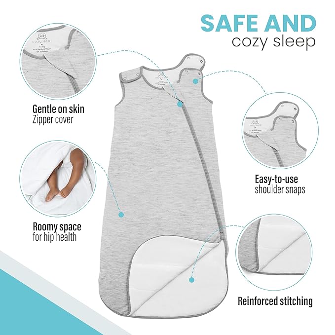 Rayon Made from Bamboo Sleep Sack 1.0 TOG 18-36 Months Unisex Baby Sleeping Bag with 2-Way Zipper Breathable Wearable Blanket Baby